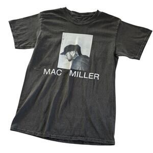 Mac Miller Gray Stone Wash Short Sleeve Crewneck Tour T-Shirt Unisex Size Small